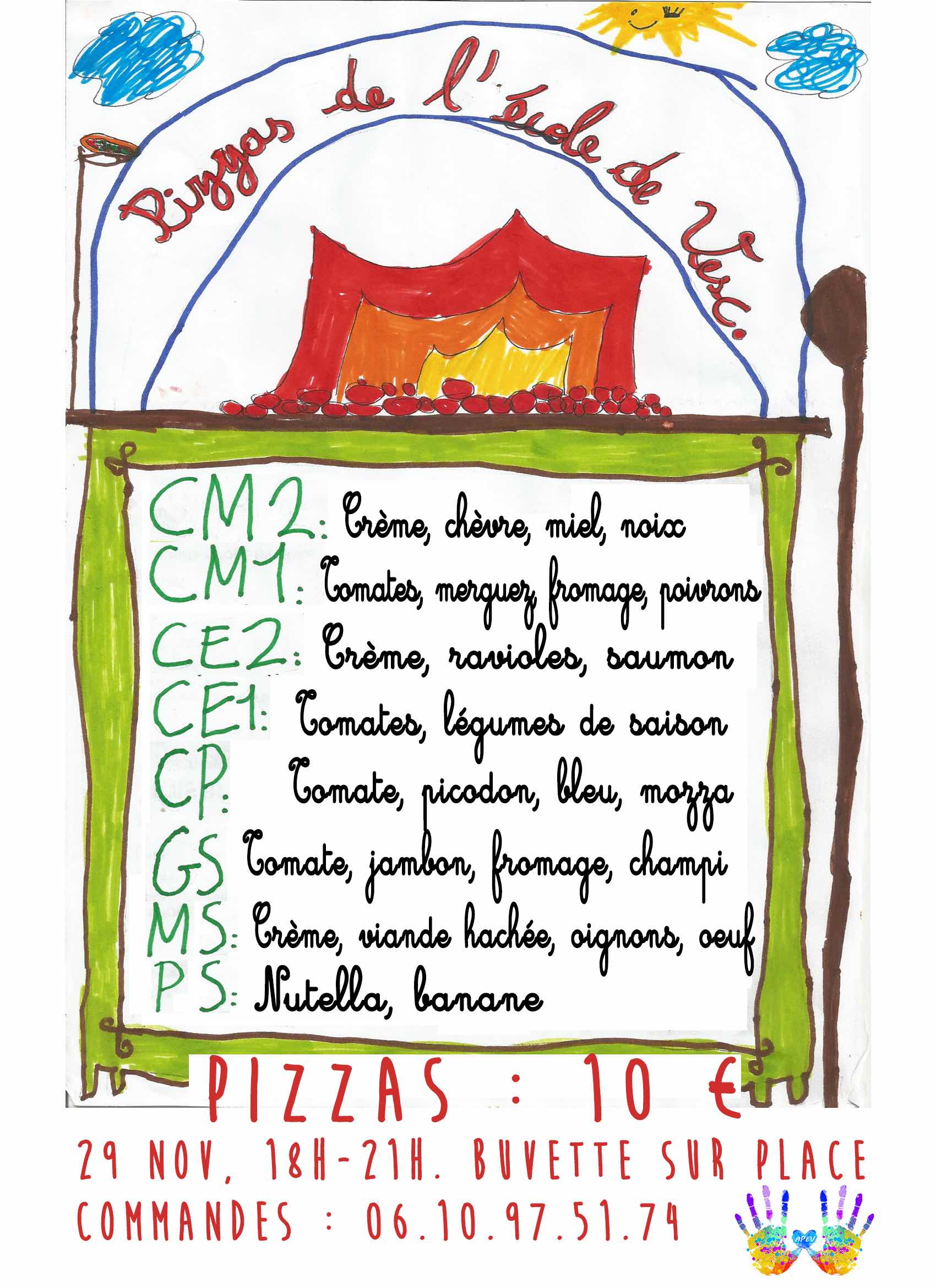 menu pizza APEV V7 VERSO