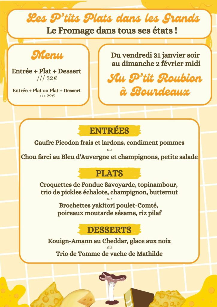 Menu fromage